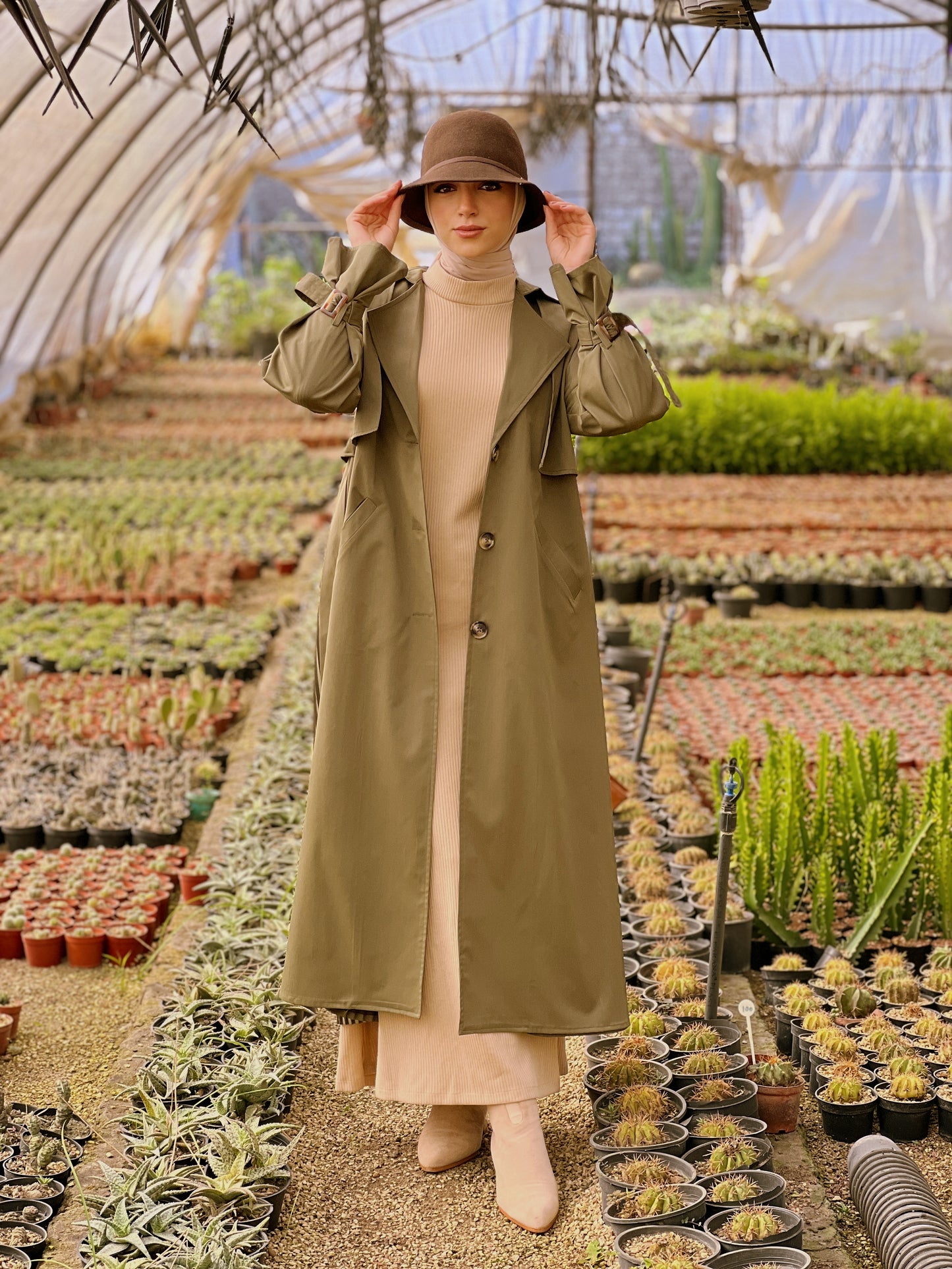 Pleated Back Trench Coat