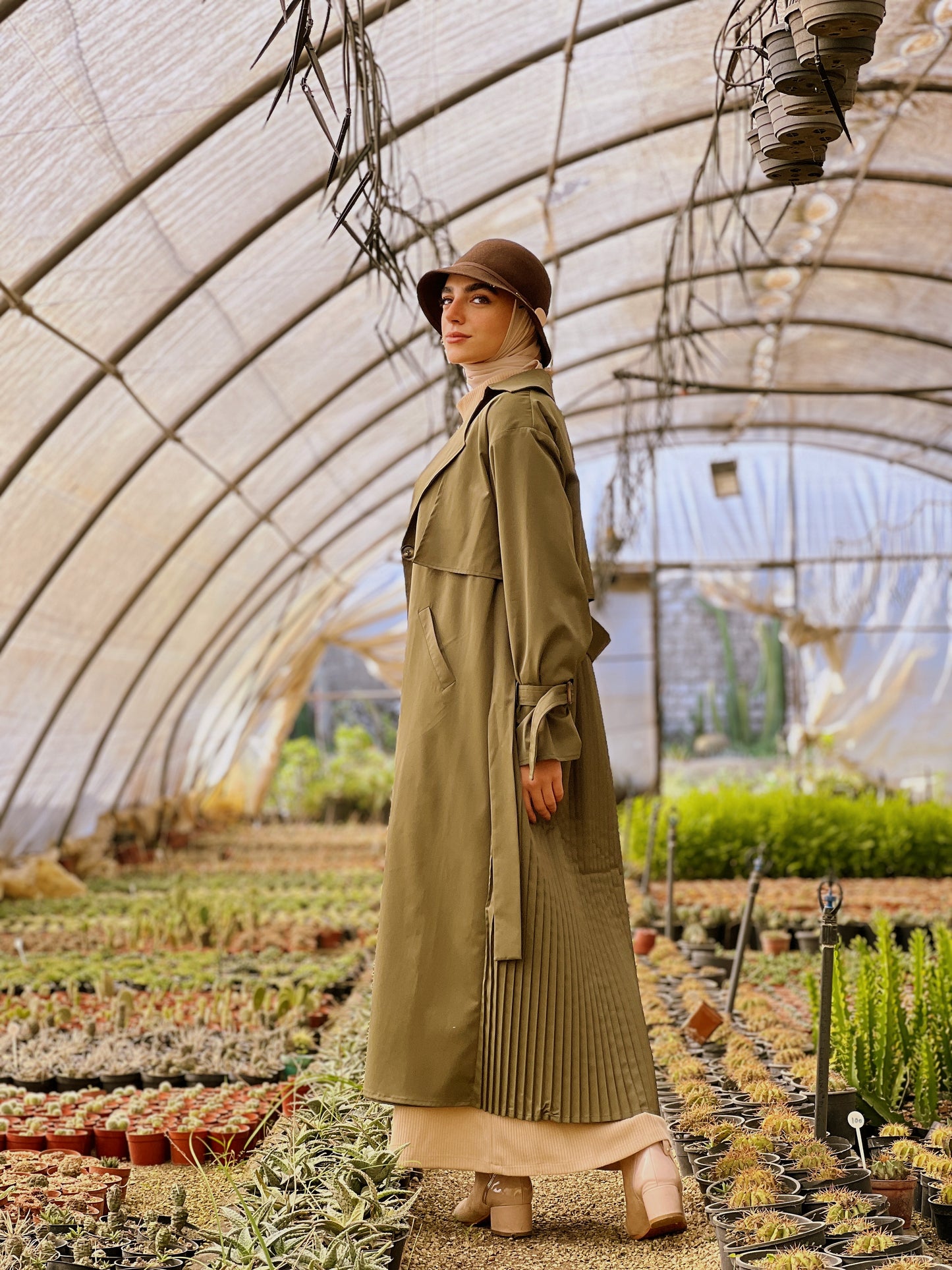 Pleated Back Trench Coat