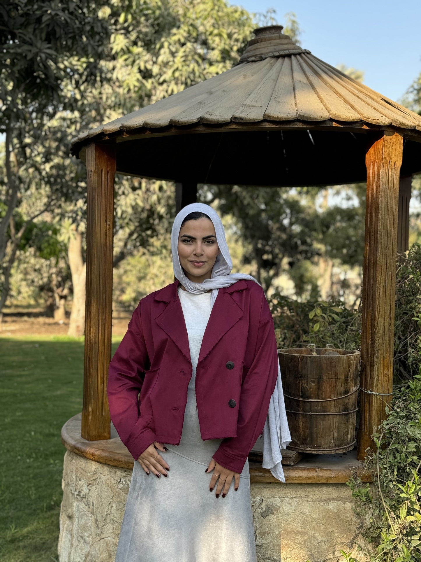 Gabardine Jacket in Burgandy