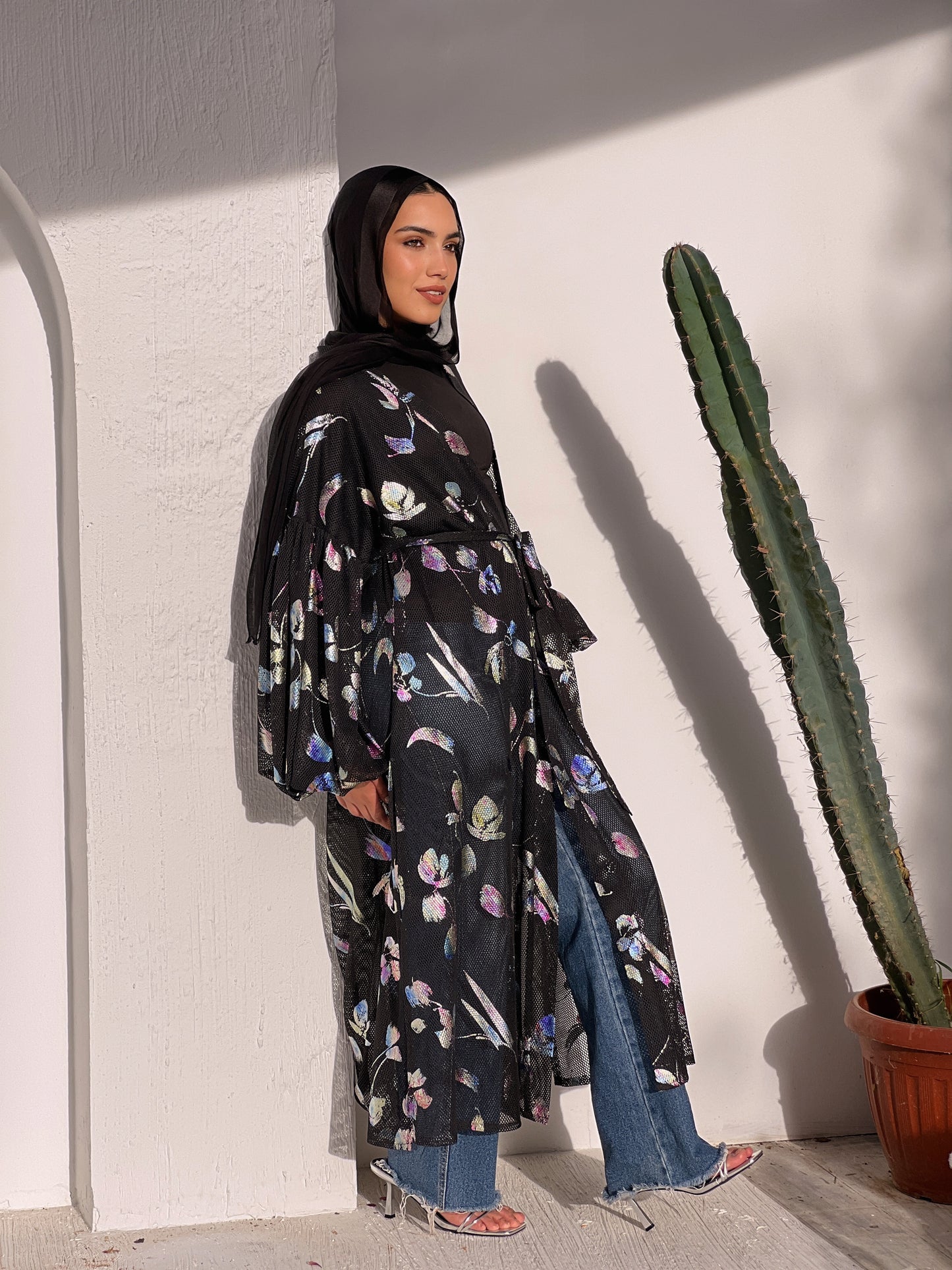 Printed Mesh Kimono